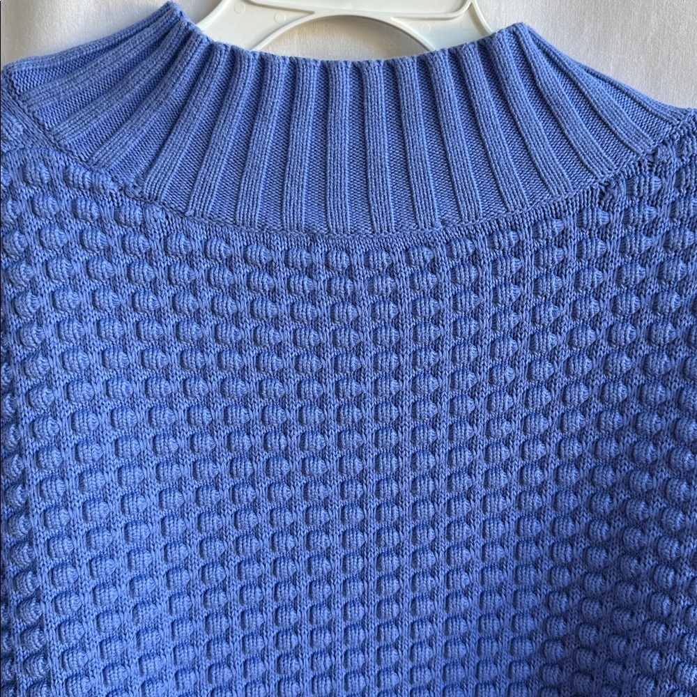 French Connection Luna Mozart cotton waffle-knit sweater in periwinkle, size L - Picture 7 of 7